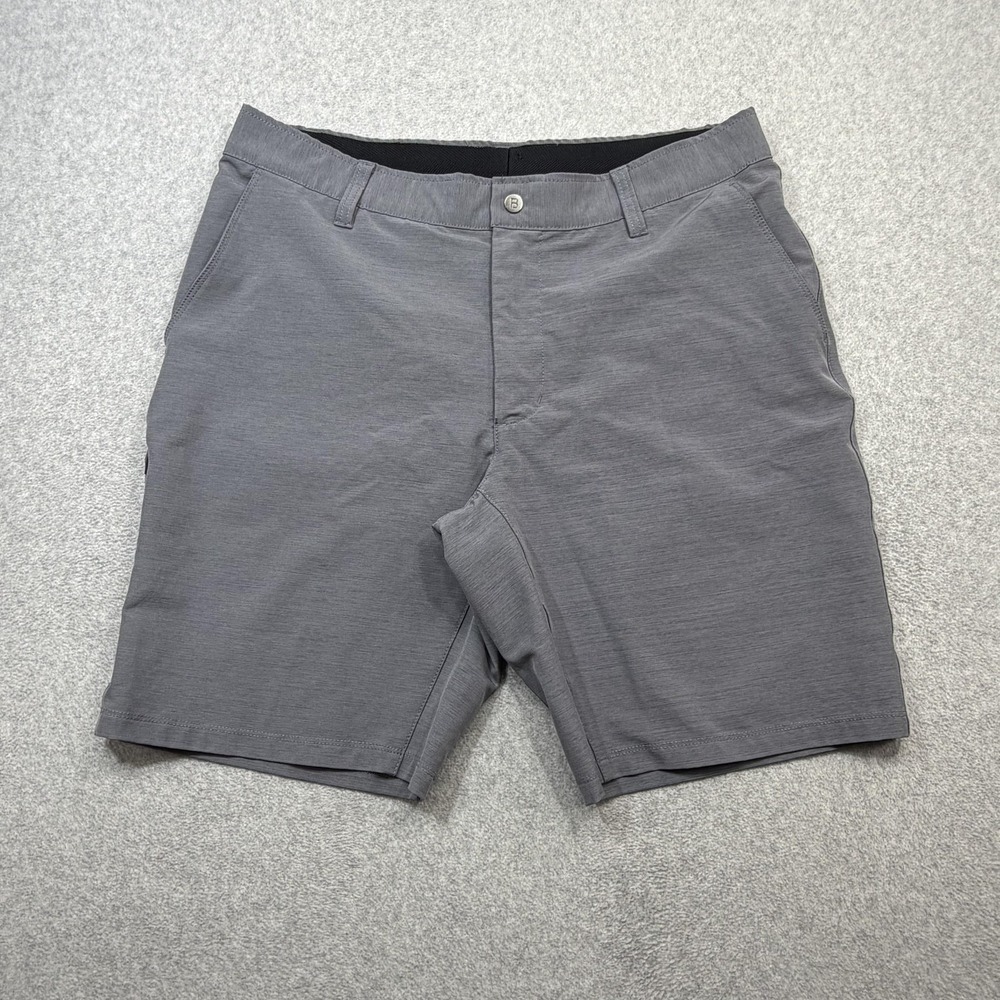 BYLT Kinetic Short Mens XL Gray Chino Stretch 9 Inch Performance Zip Pocket